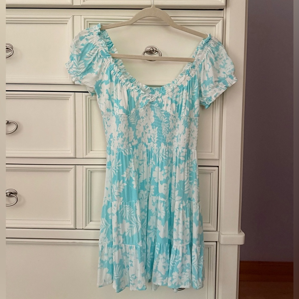 Sky To Moon blue and white floral mini dress